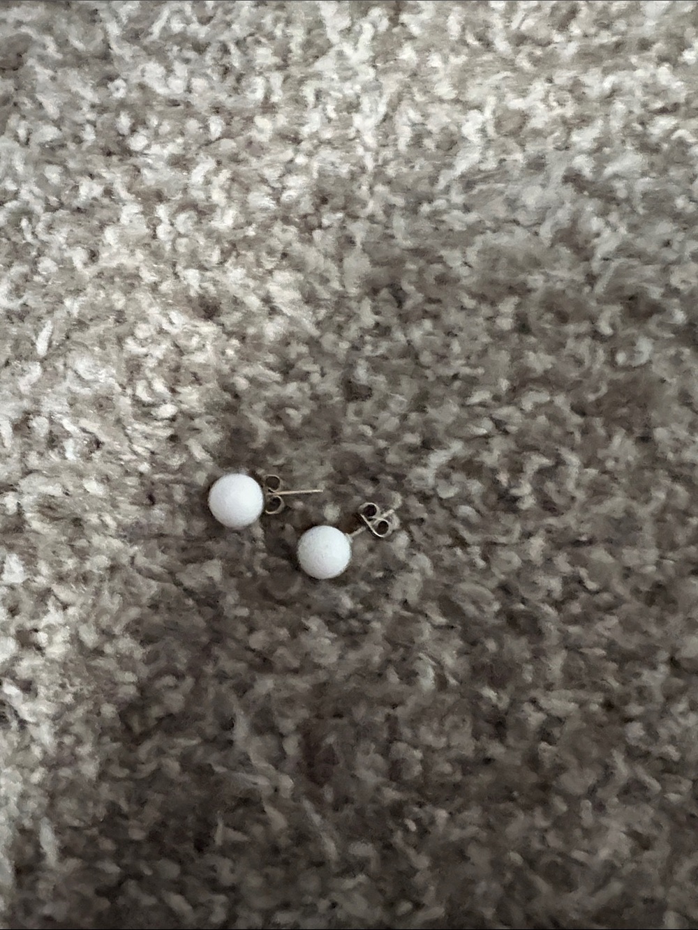 White Round Ball Stud Earrings - Unbranded